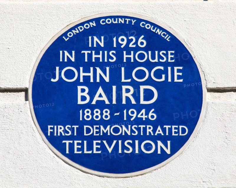 London, UK - March 8th 2022: A blue plaque located on Frith Street in Soho, London, UK, marking the location where in 1926, John Logie Baird first dem
