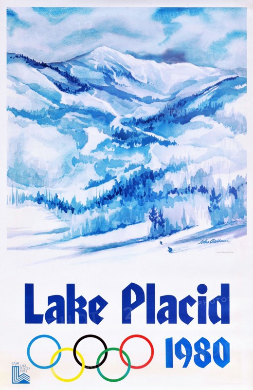 Vintage 1980 Olympic Winter Games Poster - Lake Placid . 1980 Winter Olympics
