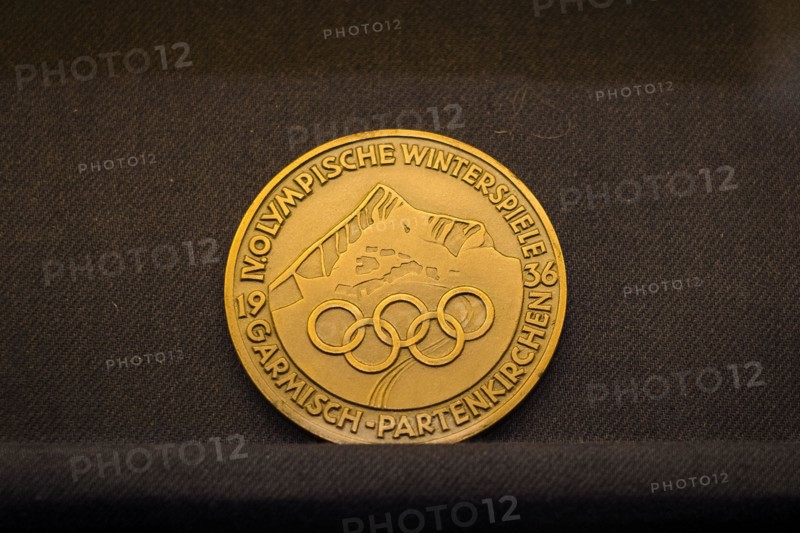 Tartu, Estonia - June 10, 2023: Participation medal design from Olympics in Garmisch-Partenkirchen 1936.