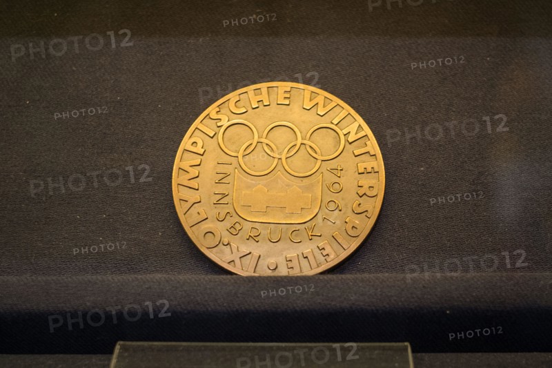 Tartu, Estonia - June 10, 2023: Participation medal design from Olympics in Innsbruck 1964.