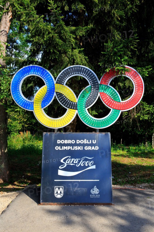 The original logo of the 1984 Olympic Games in Sarajevo, Yugoslavia (now Bosnia and Herzegovina)