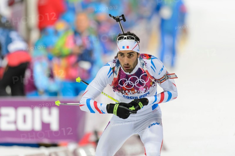 Martin Fourcade FRA Aktion Biathlon 12,5 KM Verfolgung der Herren im Laura cross Country Ski und Biathlon Center XXII. Olympische Winterspiele Sochi, Russland am 10.02.2014