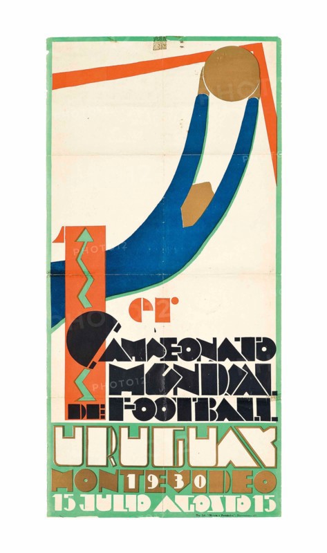 Vintage Sport Poster: 1930 FIFA World Cup , the First world championship of Football, in Montevideo Uruguay, 1930