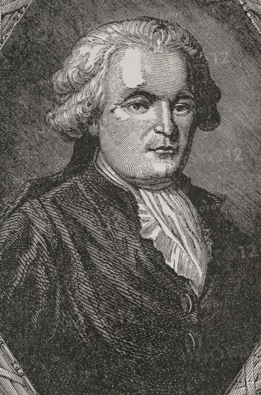 Jean Anthelme Brillat-Savarin (1755-1826). French jurist and politician. He had to go into exile in the United States when the Reign of Terror began in 1793. Author of the first treatise on gastronomy, "Physiologie du goût’"(The Physiology of Taste), 1825. Portrait. Engraving by Pannemaker. "History of the French Revolution". Volume I, 1876.