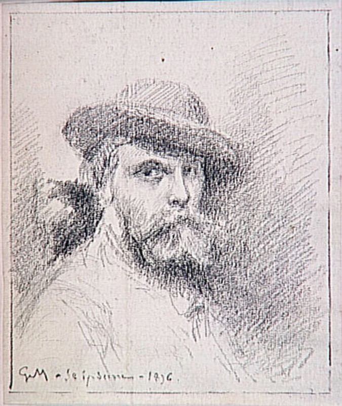 This self-portrait by Gustave Moreau from 1876 captures the artist in a reflective pose, showcasing his mastery of self-representation. The work is housed in the Musée Gustave Moreau and highlights Moreau's introspective nature and attention to detail.