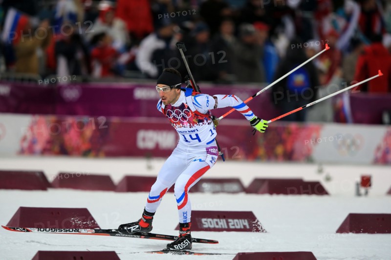 Jean Beatrix FRA  Biathlon Pursuit Men 12,5 KM  Verfolgunsgrennen MŠnner  olympic winter  games 2014 sochi  olympische Spiele winterspiele in Sochi sotchi 2014 © diebilderwelt / Alamy Stock