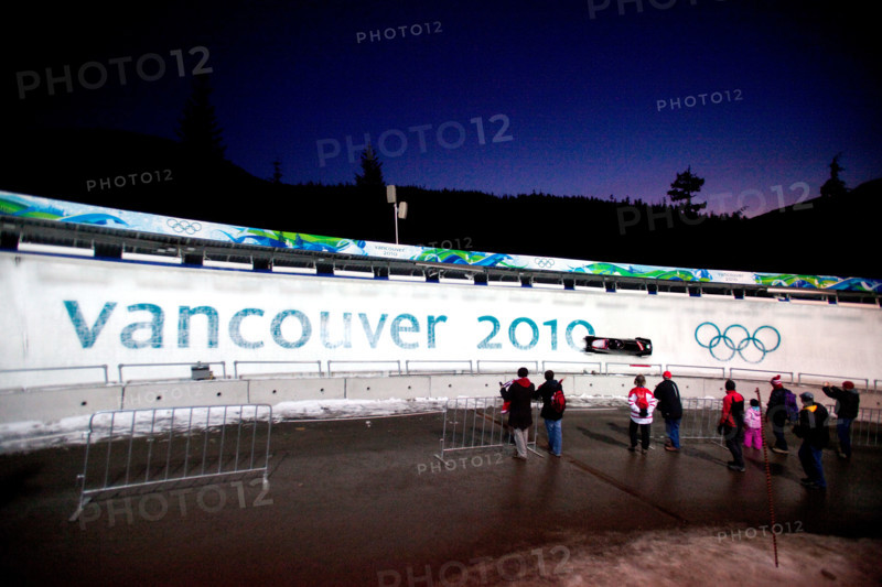 Action from Whistler Sliding Centre of the men's two man bobsleigh heats for Vancouver 2010