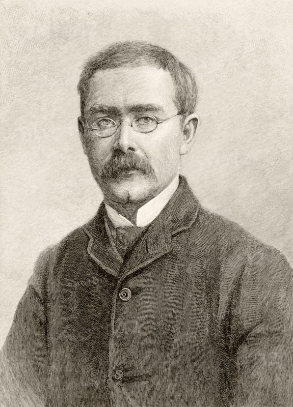 Rudyard Kipling, 1865 to 1936. British author.
