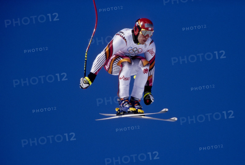 Herman Maier (ITA) gold medalist competing in the Super G at the 1998 Olympic Winter Games,Nagano, Japan