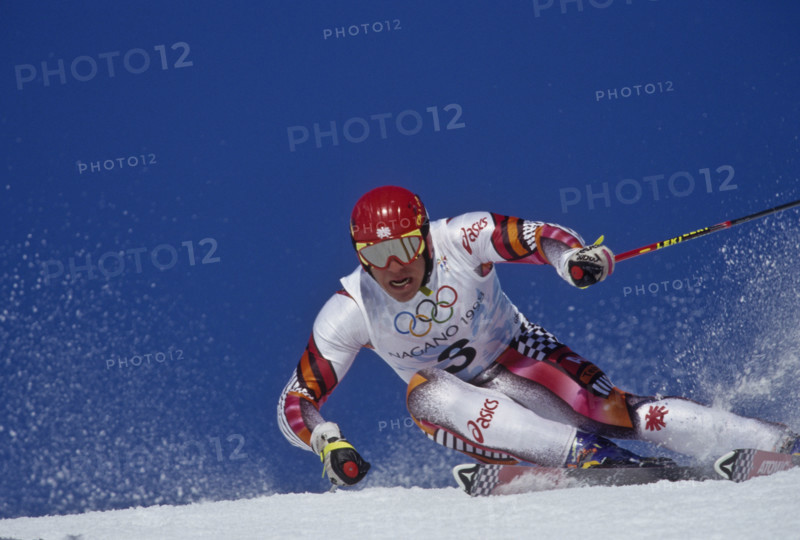 Herman Maier (ITA) gold medalist competing in the Giant Slalom at the 1998 Olympic Winter Games,Nagano, Japan