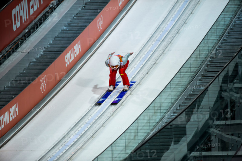 Julia Clair (FRA) competing in Women's Ski Jumping at t he Olympic Winter Games, Sochi 2014