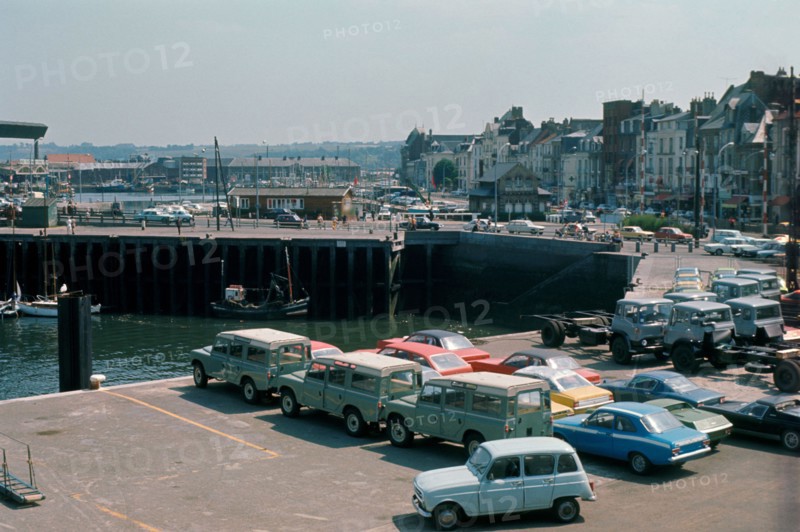 Cars parked in the harbour of Dieppe in Normandy, France