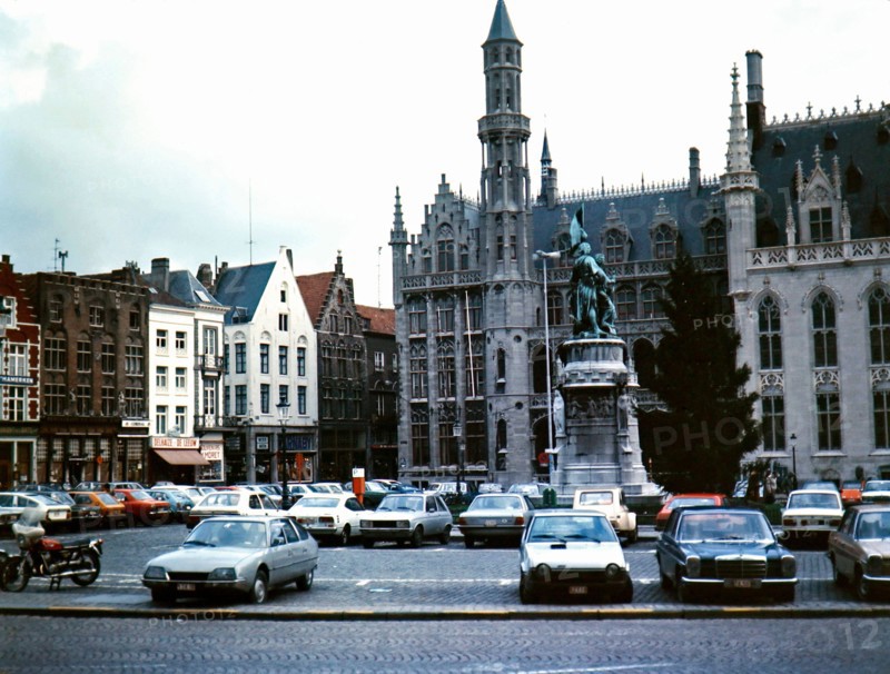 Market Square in Bruges, Belgium pictured in 1972