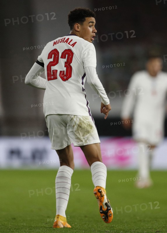 Jamal Musiala of England during the UEFA Euro U21 Qualifying match at Molineux, Wolverhampton. Picture date: 17th November 2020. Picture credit should read: Darren Staples/Sportimage via PA Images