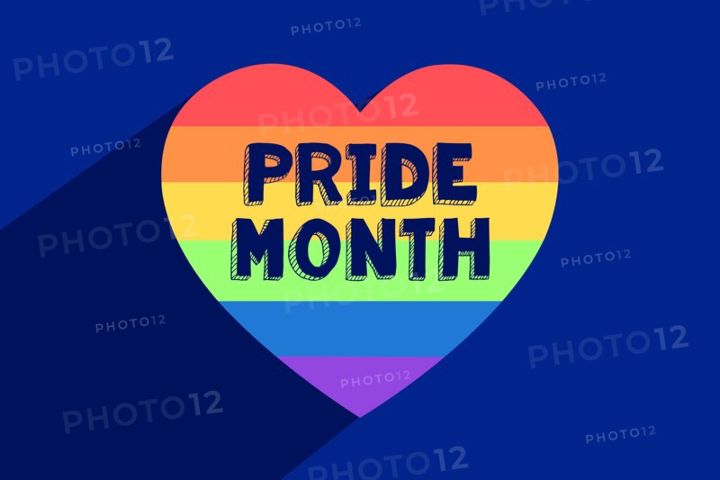 LGBT rainbow pride with happy pride month. Rainbow Pride Flag Colors. Banner Illustration with Text for Pride Month