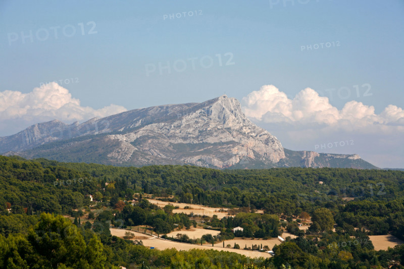 View over Montagne Sainte Victoire which used to be one of cezanne favourite subjects. Aix en Provence, Provence, France.