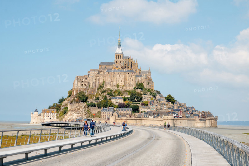 [Editorial Use Only] LE MONT ST. MICHEL, FRANCE - SEPTEMBER 2015: Mont Saint-Michel with the new bridge finished in 2014