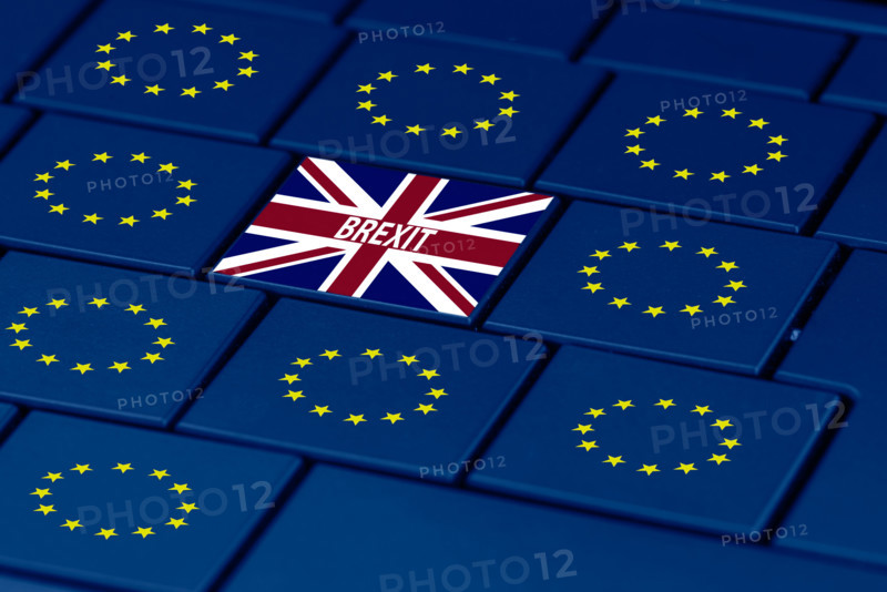 brexit and eu symbol on pc keyboard