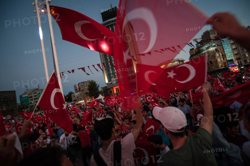 Thousands of Turkish pro government supporters rally to celebrate the failed coup attempt of July 15th 2016 Istanbul Turkey