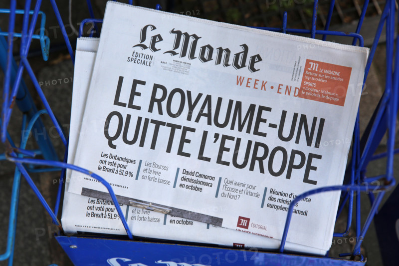 Newspaper headline after Brexit. France.