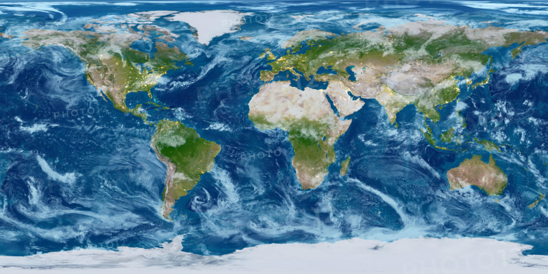 Geography world map. Modified toned with city lights