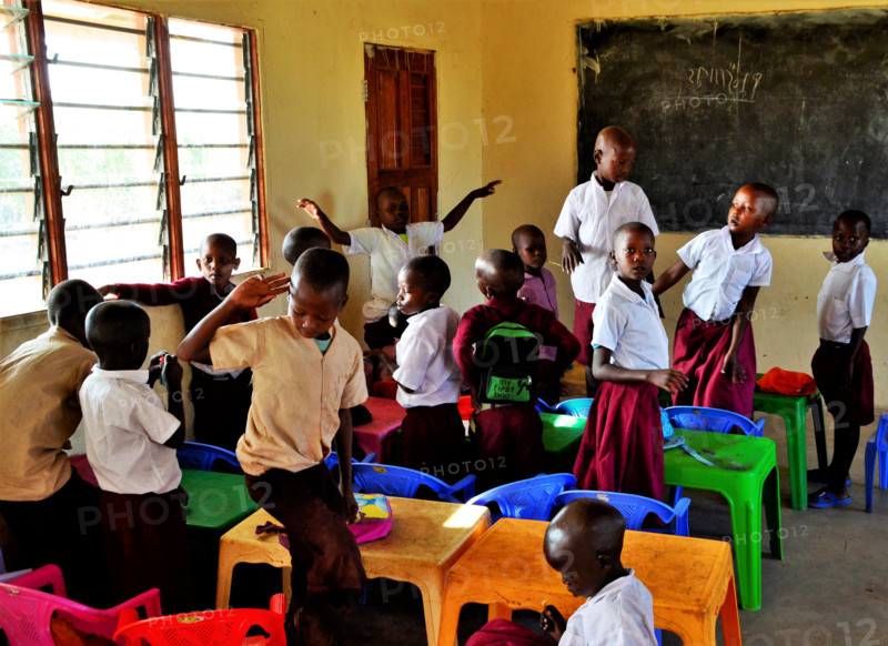 Masai Mara / Kenya, Africa - 25 January, 2018: Children of a Masai village at school.