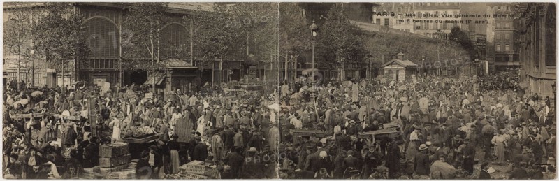 PARIS - THE HALLS, OVERVIEW MARKET TO 6 HOURS OF THE MORNING (RUE BALTARD) Anonyme. Paris - Les Halles, vue générale du marché à 6 heures du matin, rue Baltard. Paris (Ier arr.). Phototypie. Paris, musée Carnavalet.