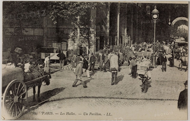 PARIS - THE HALLS, A PAVILION (RUE BALTARD) L.L. Les Halles, un pavillon, rue Baltard. Paris (Ier arr.). Phototypie. Paris, musée Carnavalet.