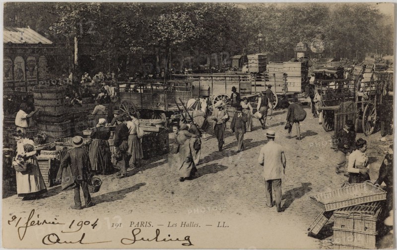 PARIS - THE HALLS (RUE BALTARD) L.L. Les Halles, rue Baltard. Paris (Ier arr.). Phototypie. Paris, musée Carnavalet.