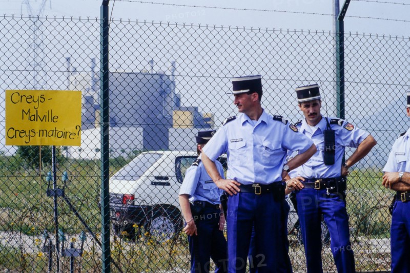 Anti-nuclear protesters march to protest againt nuclear breeder reactor, Creys-Malville, Isere, France