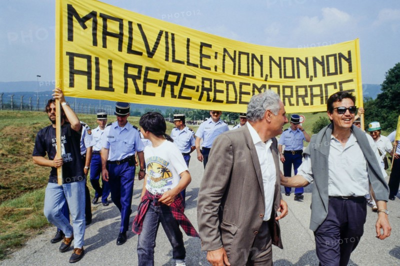 Anti-nuclear protesters march to protest againt nuclear breeder reactor, Creys-Malville, Isere, France