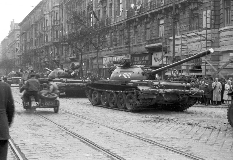 Soviet T-54s in Budapest during the suppression of the Hungarian Revolution