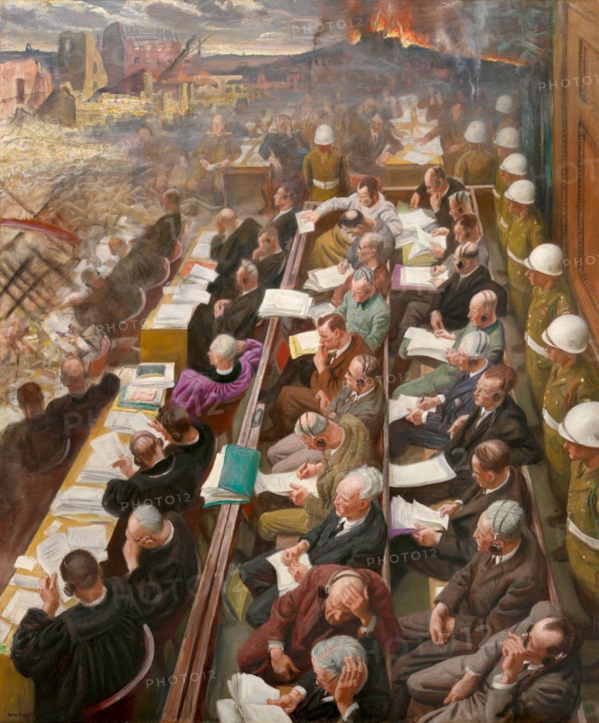 The Nuremberg Trial, 1946 (1946) Painting by Dame Laura Knight