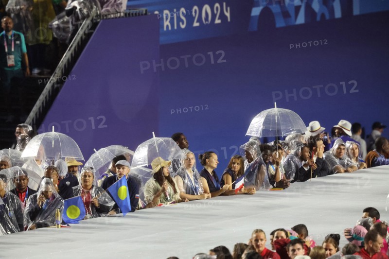July 26th, 2024 - Paris, France: Athletes at the Trocadero during the Opening Ceremony of the Paris 2024 Olympics (photo by Mickael Chavet)