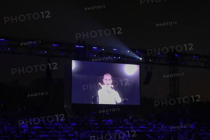 July 26th, 2024 - Paris, France: Canadian Singer Celine Dion performs on the Eiffel Tower as the conclusion of the Opening Ceremony of the Paris 2024