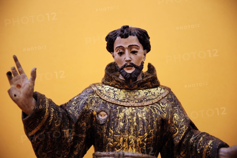Saint Francis of Assisi with Five Woundes and dressed in the habit of the Order. 18th century. Saint Francisco Museum centre. Evora. Portugal.
