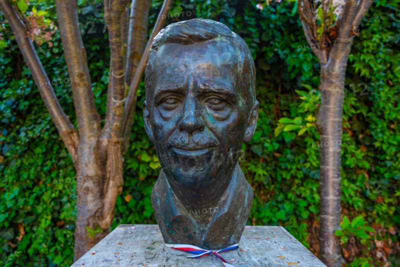 Litomerice, Czech republic, April 30, 2025: Bust of Vaclav Havel in Litomerice, Czech republic.IMAGE