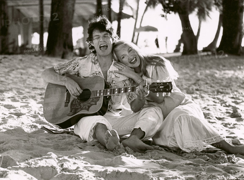 Mick Jagger and Jerry Hall in Barbados in December 1983 She is  pregnant with Elizabeth their first child
