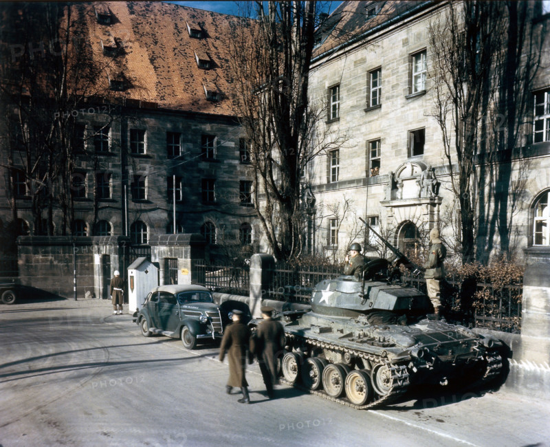 Nuremberg 1946 International Military Tribunal October 1 Court House International War Crimes Trial US tank Ge