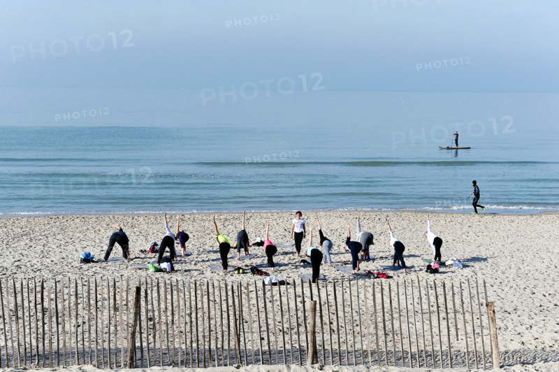 Yoga session in Le Touquet, Pas de Calais, France