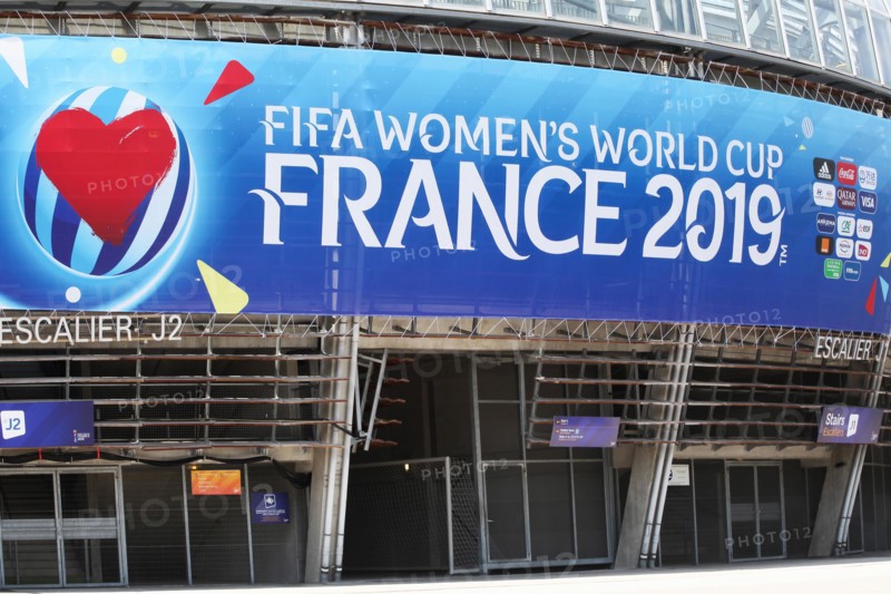 Grenoble, France - June 15, 2019: Facade of the stade des Alpes in Grenoble during the Fifa women's world cup 2019 in France