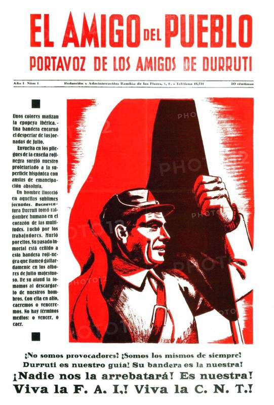 Spain: The anarchist leader Buenaventura Durruti (14 July 1896 - 20 November 1936), 'Friend of the People', 1936.  José Buenaventura Durruti Dumange was a central figure of Spanish anarchism during the period leading up to and including the Spanish Civil War.  Anarchism has historically gained more support and influence in Spain than anywhere else, especially before Francisco Franco's victory in the Spanish Civil War of 1936-1939.