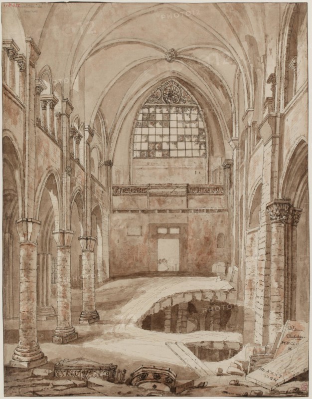 Demolition of the church of the Holy Innocents which was at the corner of Saint-Denis Berger, current district 1, 1810