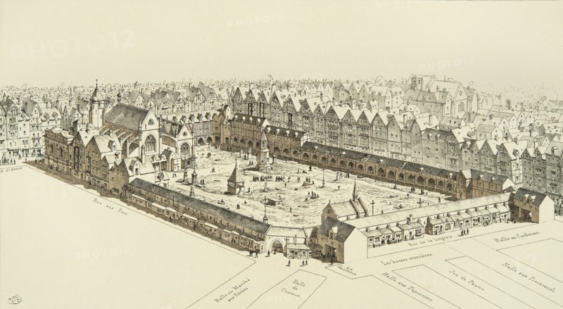 The cemetery of the Innocents in Paris in 1552