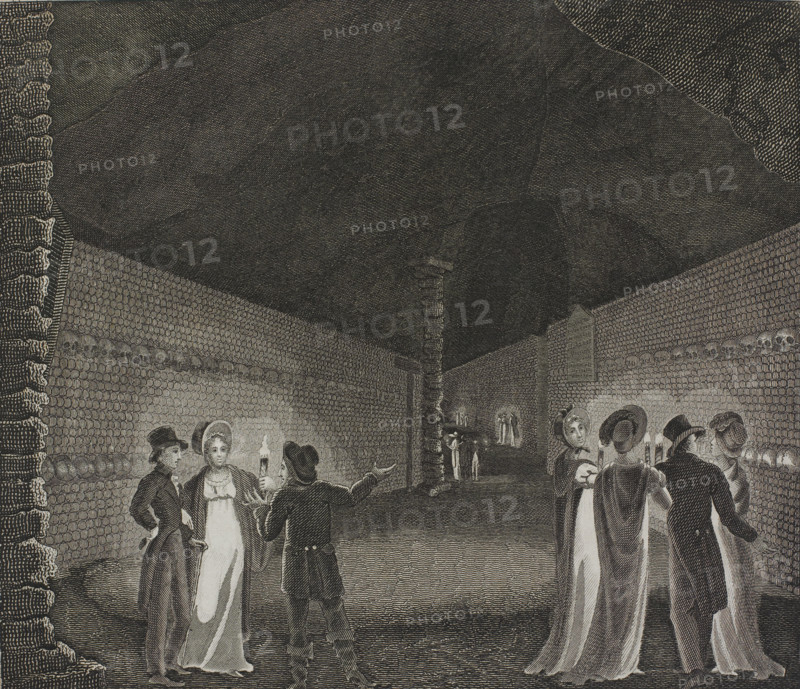 View of the Catacombs under the city of Paris
