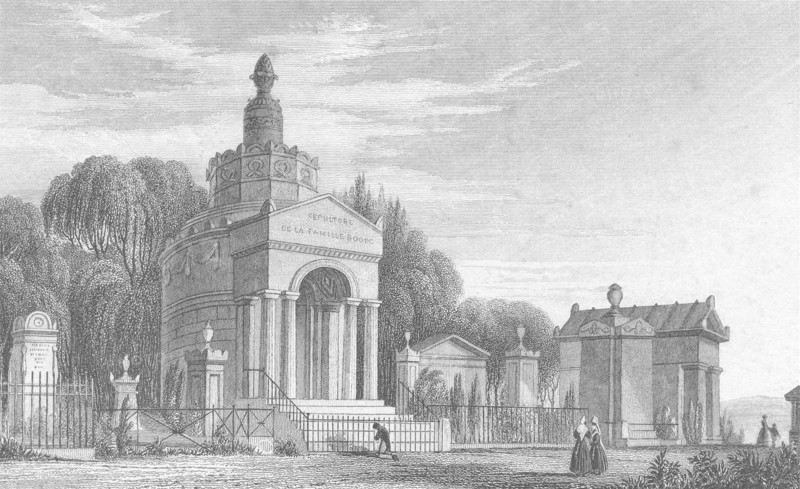 PERE LACHAISE. Monuments. France. praying figure 1828 old antique print