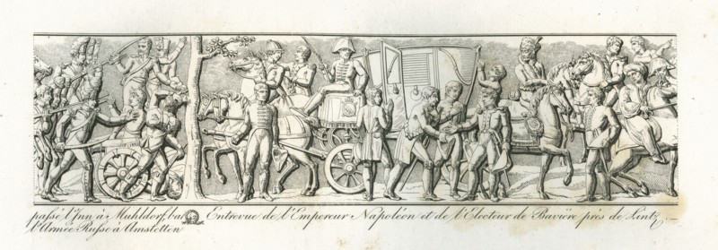 Colonne Vendôme : Le 5 novembre 1805, le maréchal Murat bat l'armée russe à Amstteten. Entrevue de l'empereur Napoléon 1er et de l'électeur de Bavière près de Lintz.