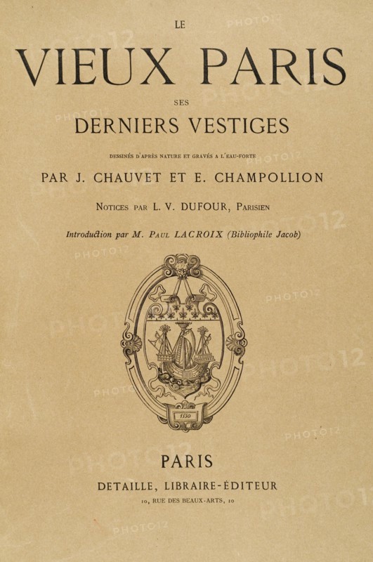 Le Vieux Paris. Ses derniers vestiges. Page de garde.