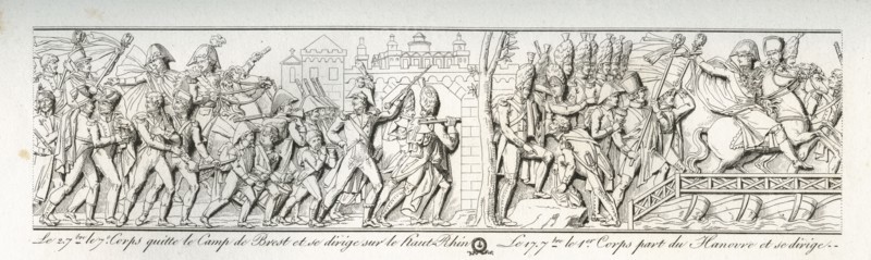 Colonne Vendôme : Le 2 septembre 1805, le 7e corps quitte le camp de Brest et se dirige sur le Haut-Rhin. Le 17 septembre, le 1er corps part du Hanovre et se dirige sur le Mayn