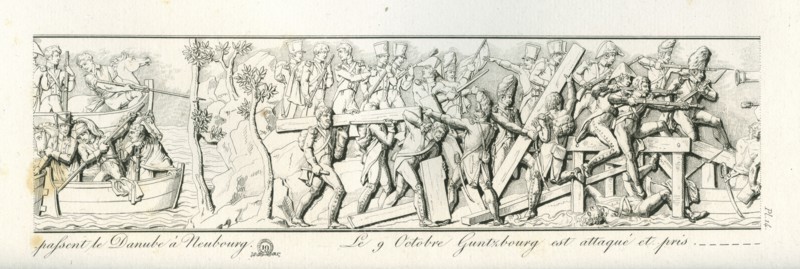 Colonne Vendôme : Les 8 et 9 octobre, les 2e et 3e corps passent le Danube à Neubourg. Le 9 octobre, Guntzbourg est attaqué et pris.